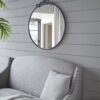 Classic Design Mirror With Round Shape And Baroque Inspired Frame For Bathroom, Entryway Console Lean Against Wall - Black - Image 3