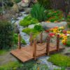 Wooden Arc Footbridge With Chain Railings For Backyard Creek Stained 5 Ft - Brown - Image 2