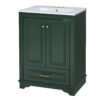 Bathroom Vanity With Ceramic Sink Combo, Modern Freestanding Storage Cabinet With Silver Handles, Soft Closing Doors - Green - Image 13