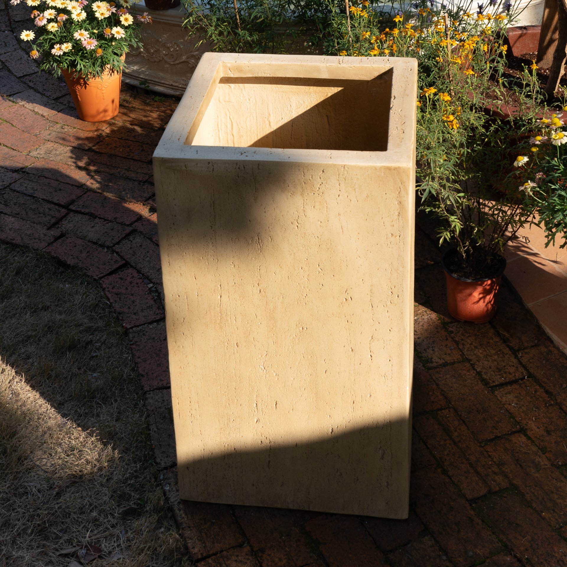 Handmade Planter Box, Travertine - Antique Brown - Image 2