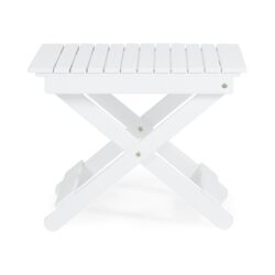 Outdoor Folding Wooden Side Table - White