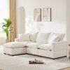 Modern Modular Sofa, 4 Seat Chenille Sectional Couch Set With 2 Pillows Included, Freely Combinable Indoor Funiture - White - Image 13
