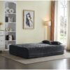 Floor Sofa With 2 Pillows, Convertible Plush Corduroy Foam Filled Sleeper Sofa Bed - Dark Gray - Image 7