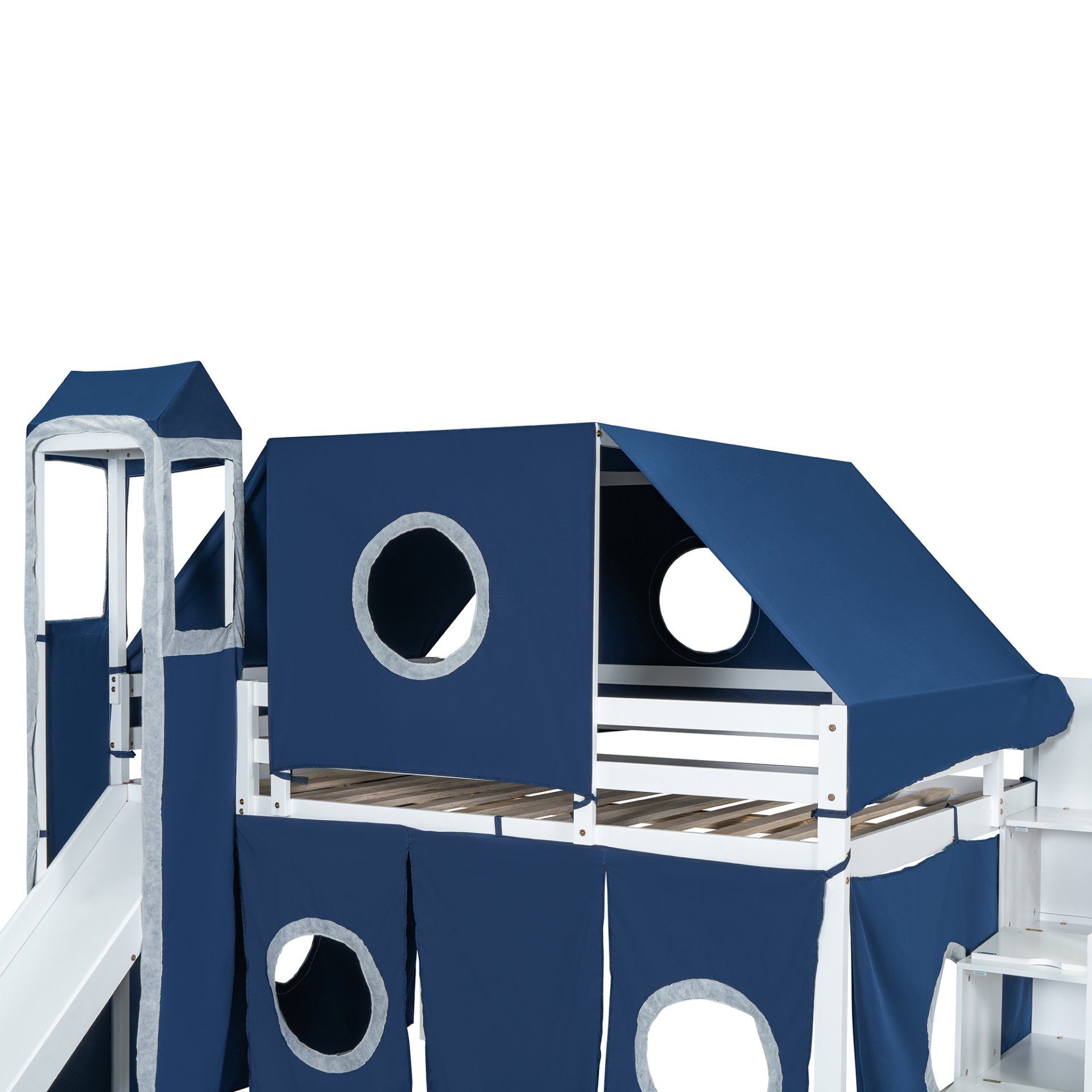 Full Size Loft Bed With Tent And Tower - Blue - Image 17