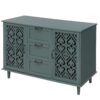 2 Door 3 Drawer Cabinet, American Furniture, Suitable For Bedroom, Living Room, Study - Dark Green - Image 12