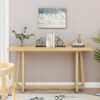 Console Table Stylish Rectangular Entryway Table Outdoor Console Table For Patio Sturdy Construction Hall Table - Natural - Image 2