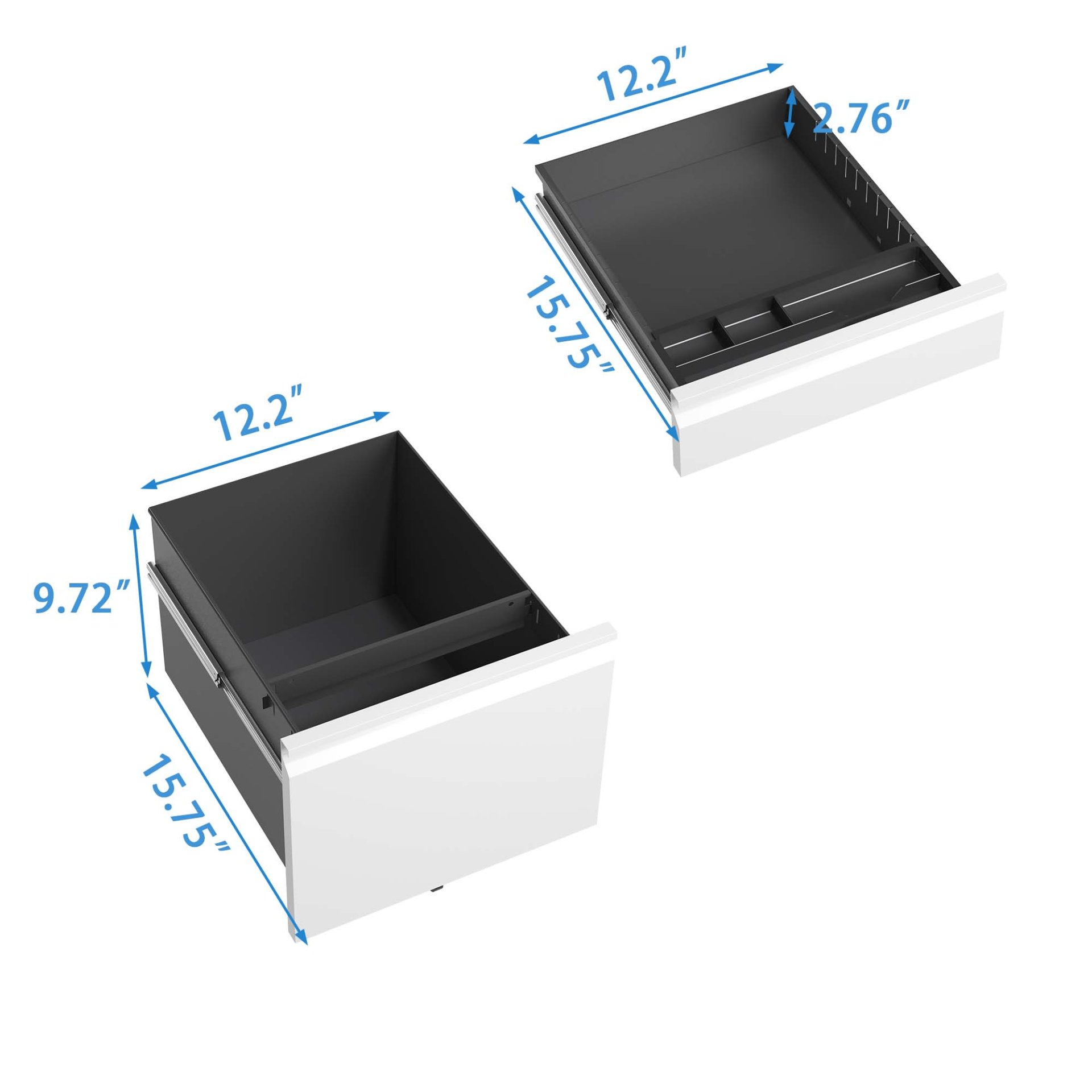 Mobile 3 Drawer File Cabinet With Lock, Metal Organizer For Home Office - Black - Image 10