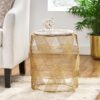 Round Table With Marble Top And Metal Base - Gold / Natural - Image 2