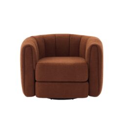 Swivel Accent Barrel Chair, Modern Round Armchairs With Upholstered, Comfy Swivel Accent Chair For Living Room - Brown