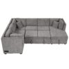 U-Shaped Sectional Sofa Pull Out Sofa Bed With Two USB Ports, Two Power Sockets, Three Back Pillows And A Storage Chaise For Living Room - Light Gray - Image 10