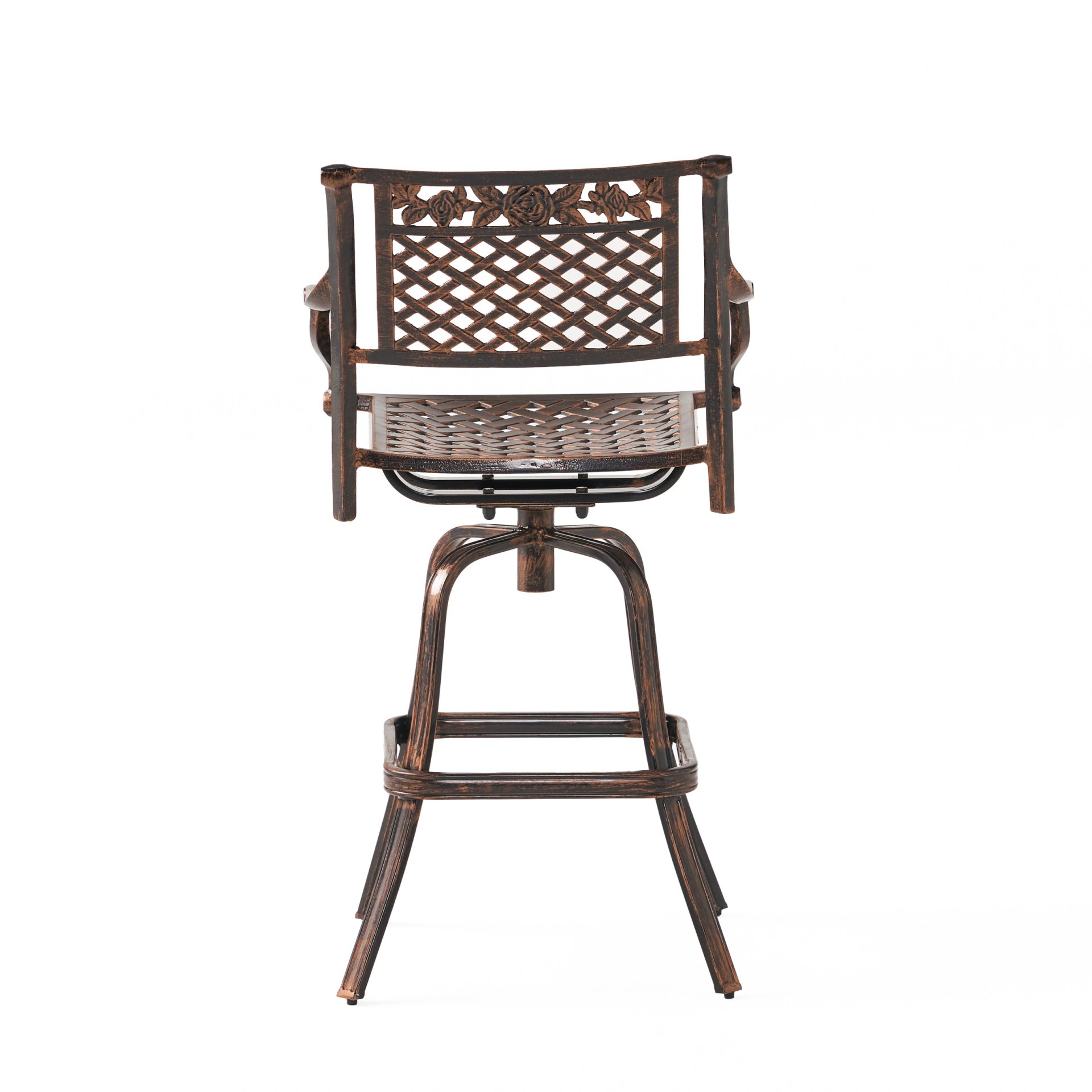 Cast Aluminum Swivel Bar Stool With Footrest - Copper - Image 9