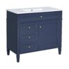 Bathroom Vanity With Top Sink, Modern Bathroom Storage Cabinet, 2 Drawers And A Tip-Out Drawer, Single Sink Bathroom Vanity - Blue - Image 11