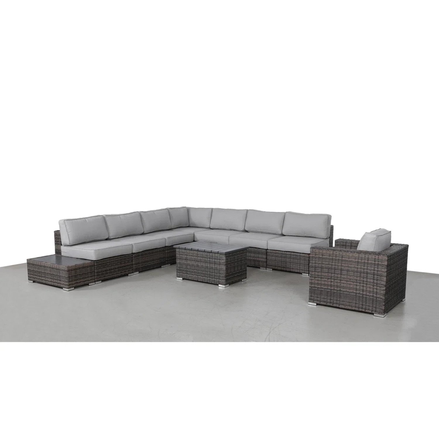 Wicker Patio Seating Group For 7 With Plush Cushions - Brown - Image 6