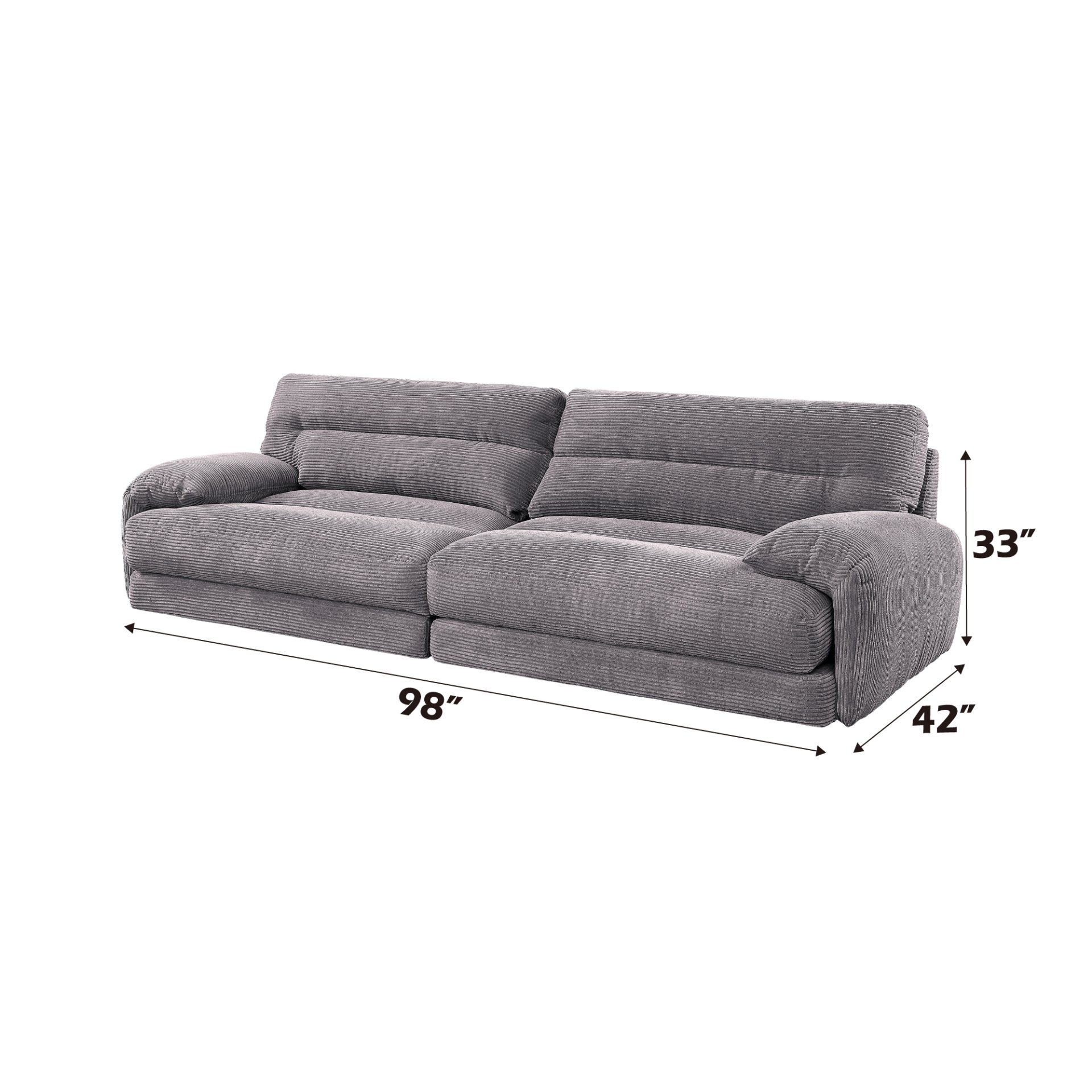 Cadenza - Corduroy 2 Piece Living Room Set - Gray - Image 5