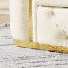 Velvet Button Tufted Sofa Couch With 2 Pillows 3 Seater Luxury Chesterfield Sofa Set With Stainless Steel Accents For Living Room - Beige - Image 7