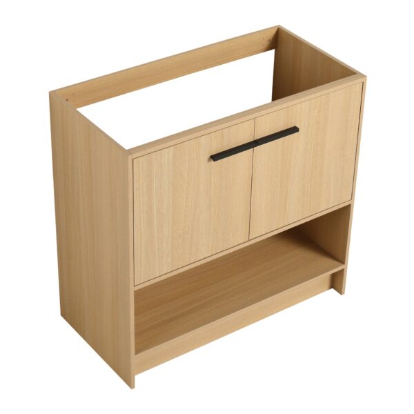 Modern Freestanding Bathroom Vanity With 2 Doors Storage, Excluding Sink - Oak
