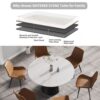 53.15" Modern Artificial Stone Round Carbon Steel Base Dining Table, Can Accommodate 6 People - White / Black - Image 4
