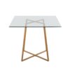 Cosmo - Contemporary Square Dining Table With Natural Legs - Clear - Image 4