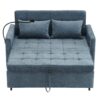 Loveseat Sofa Pull Out Sofa Bed Sleeper Sofa With A Reversible Backrest Cushion, Side Pockets, 2 USB Ports And A Phone Holder For Living Room - Blue - Image 14