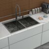 Double Bowl Drop In Kitchen Sink 33" X 22" With 16 Gauge Stainless Steel And 2 10" Deep Basins - Gunmetal Black - Image 4