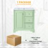 Bathroom Vanity Cabinet With Ceramic Basin, 3 Drawers And Adjustable Shelves - Green - Image 11