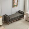 Elegant Upholstered Bench, Daybed, Ottman With Wood Legs & 2 Bolster Pillows For Bedroom, Living Room, Entryway - Gray - Image 8