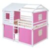 Full Size Bunk House Bed With Tent - Pink / White - Image 6