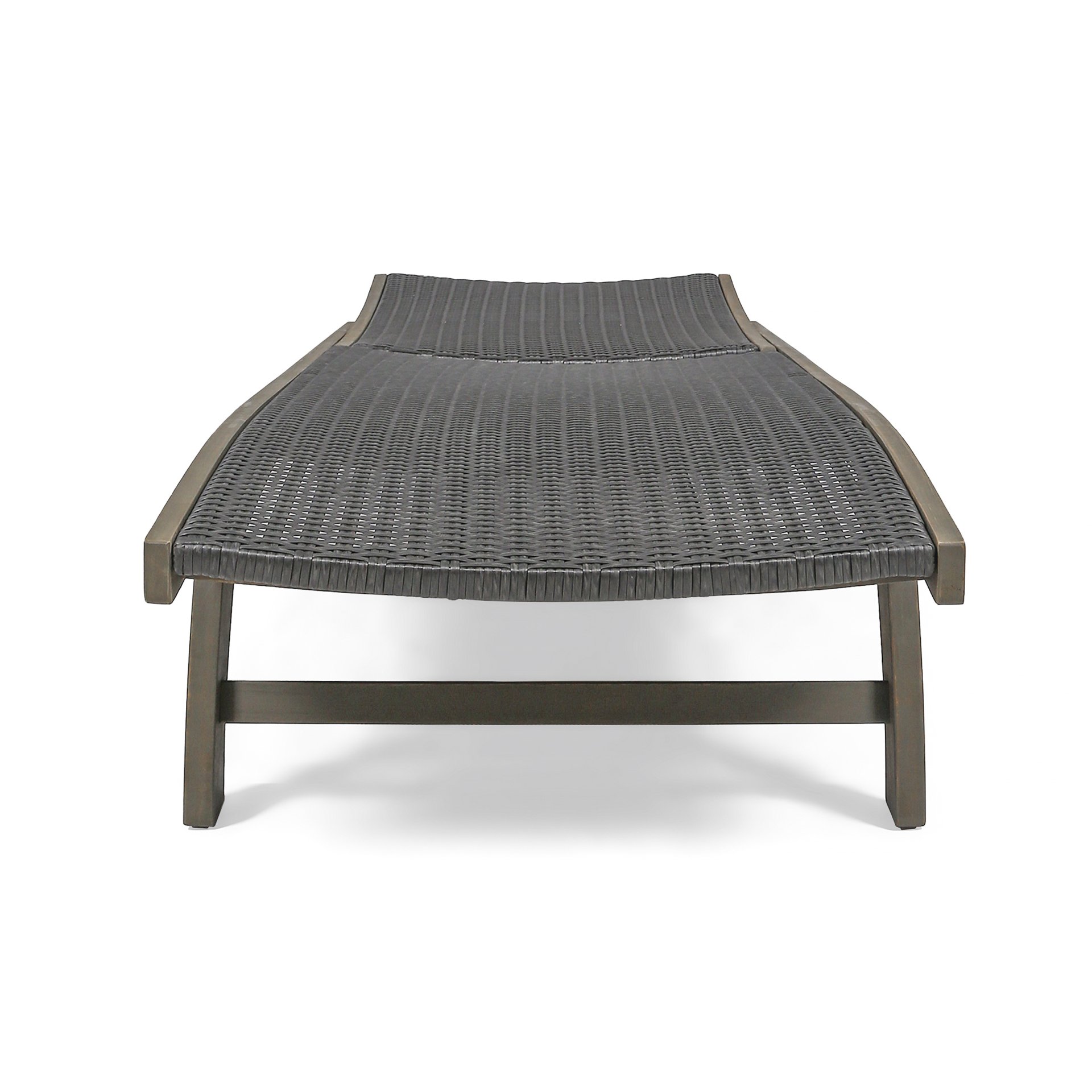 Outdoor Chaise Lounge With Pull Out Tray And Wicker Seat - Gray - Image 5