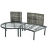 6 Piece Patio Sofa Furniture Set, Half Moon Outdoor Sectional Sofa With 2 High Low Coffee Tables, Wicker Rattan, Tempered Glass, 4 Pillows & Cushions, For Backyard, Garden, Poolside - Gray - Image 15