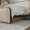 Modern Metal Bed Frame With Curved Upholstered Headboard And Footboard Bed With Under Bed Storage, Heavy Duty Metal Slats, Queen Size - Beige - Image 7