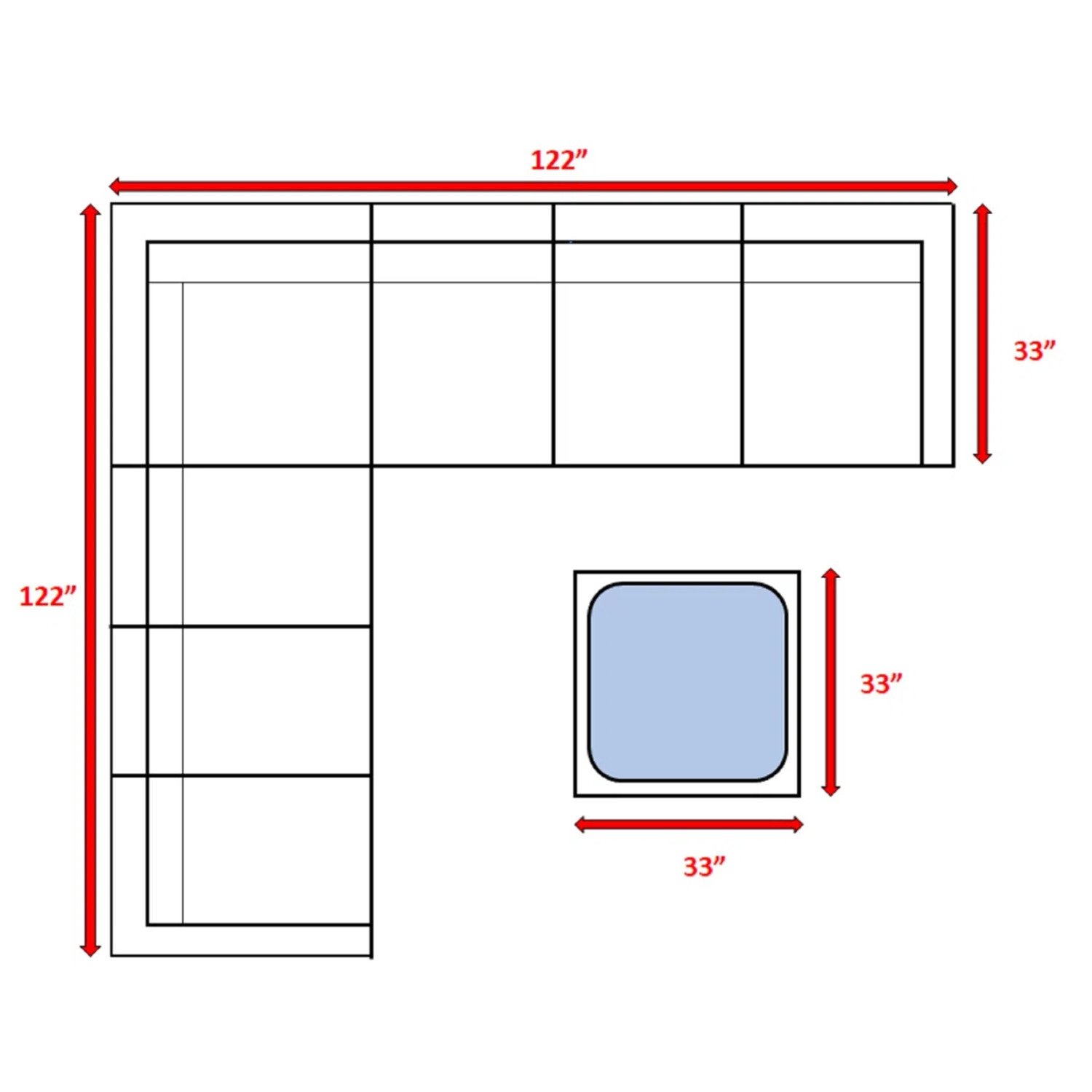 Reversible Sectional Sofa For Outdoor Patio With Cushions - Espresso - Image 5
