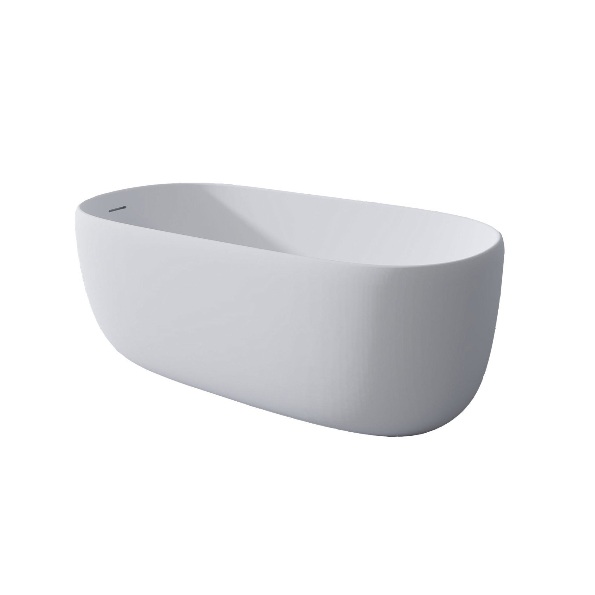 Freestanding Bathtub Resin Stone Soaking Bathtub Solid Surface Modern Tubs With Overflow And Pop-Up Drain - Matte White - Image 9
