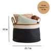 Francis - Cotton Round Laundry And Storage Basket - White / Brown / Gray - Image 3