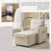 Multifunctional Lazy Person Sofa Recliner With Storage, Cell Phone Bracket Chenille - Beige - Image 6