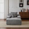 Oversized Chaise Lounge Chair Cozy Cloud Couch, Plush Corduroy Upholstered Sleeper Sofa Daybed With 3 Throw Pillows And Wide Armrest For Living Room - Gray - Image 10