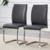 Luxury Simple Arch Chair (Set of 2) Dark High Resilience Dining Chair With Metal LegsMaterial - Dark Gray / Silver - Image 2