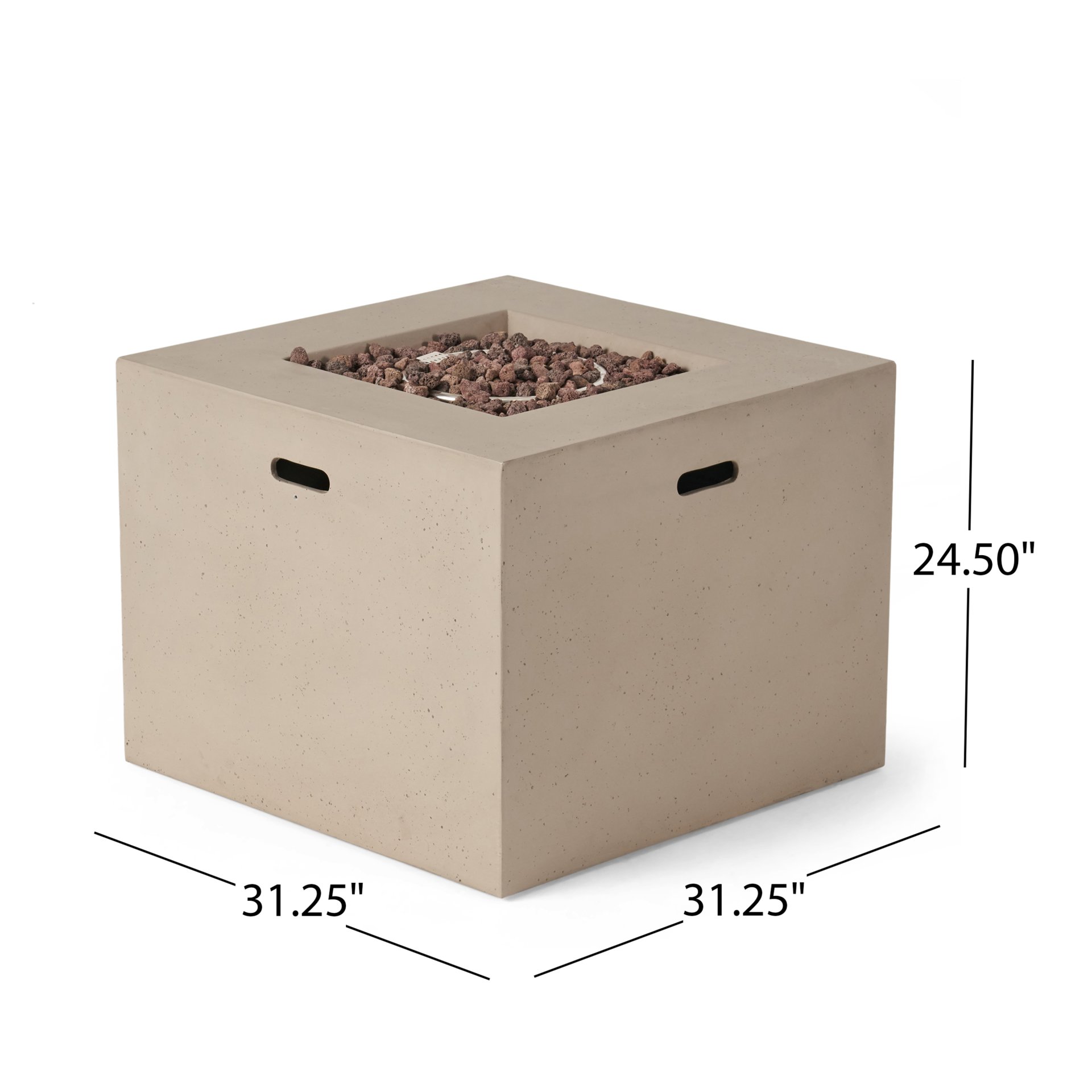 Aidan - Square Fire Pit 40, 000 Btu Magnesium Oxide - Light Gray - Image 3