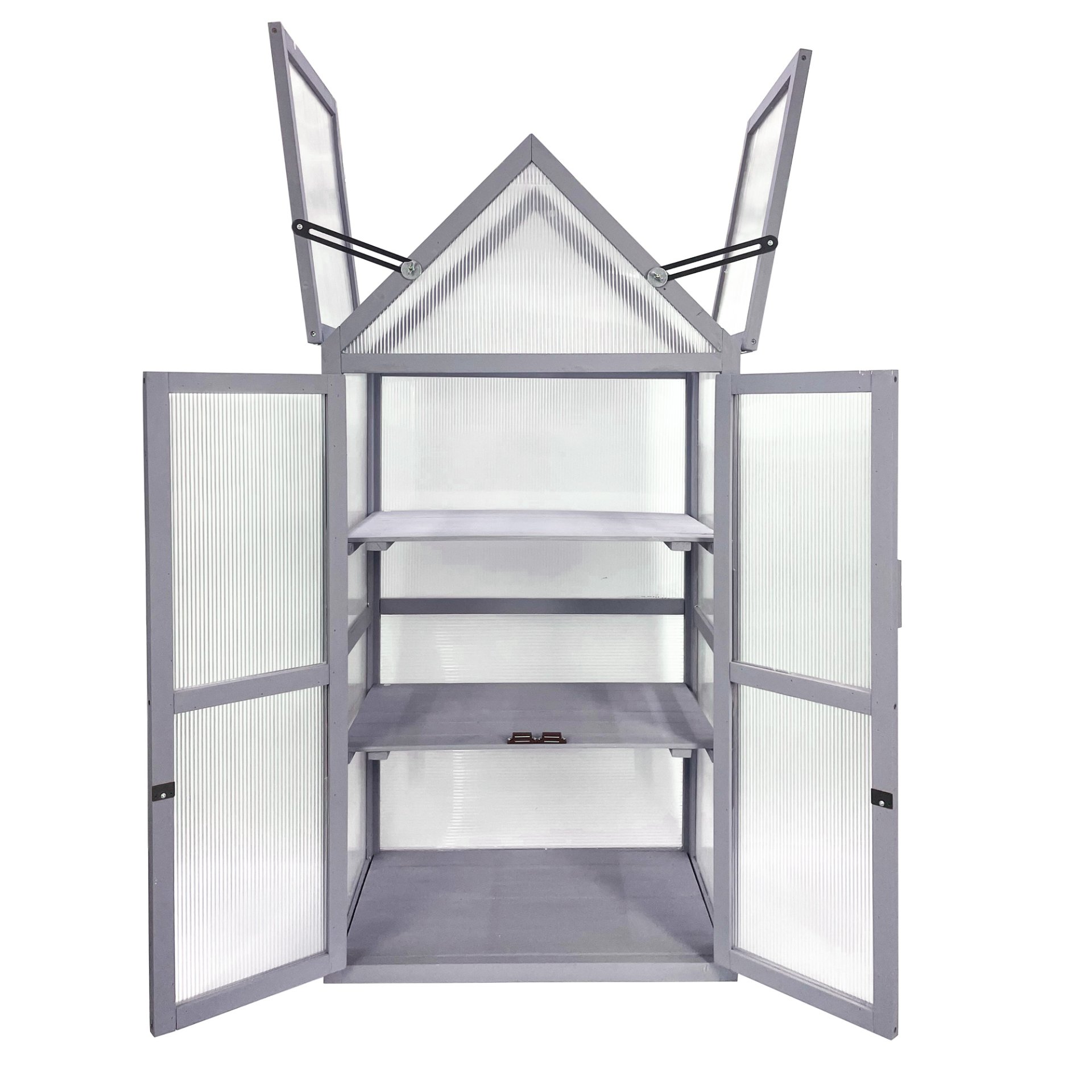 Mini Greenhouse Kit, Outdoor Small Green House, Wood, Plant Stand For Indoor Garden & Patio Balcony Apartments Porch Terrace Outsid Accessories, Uv-Resistant - Gray - Image 4