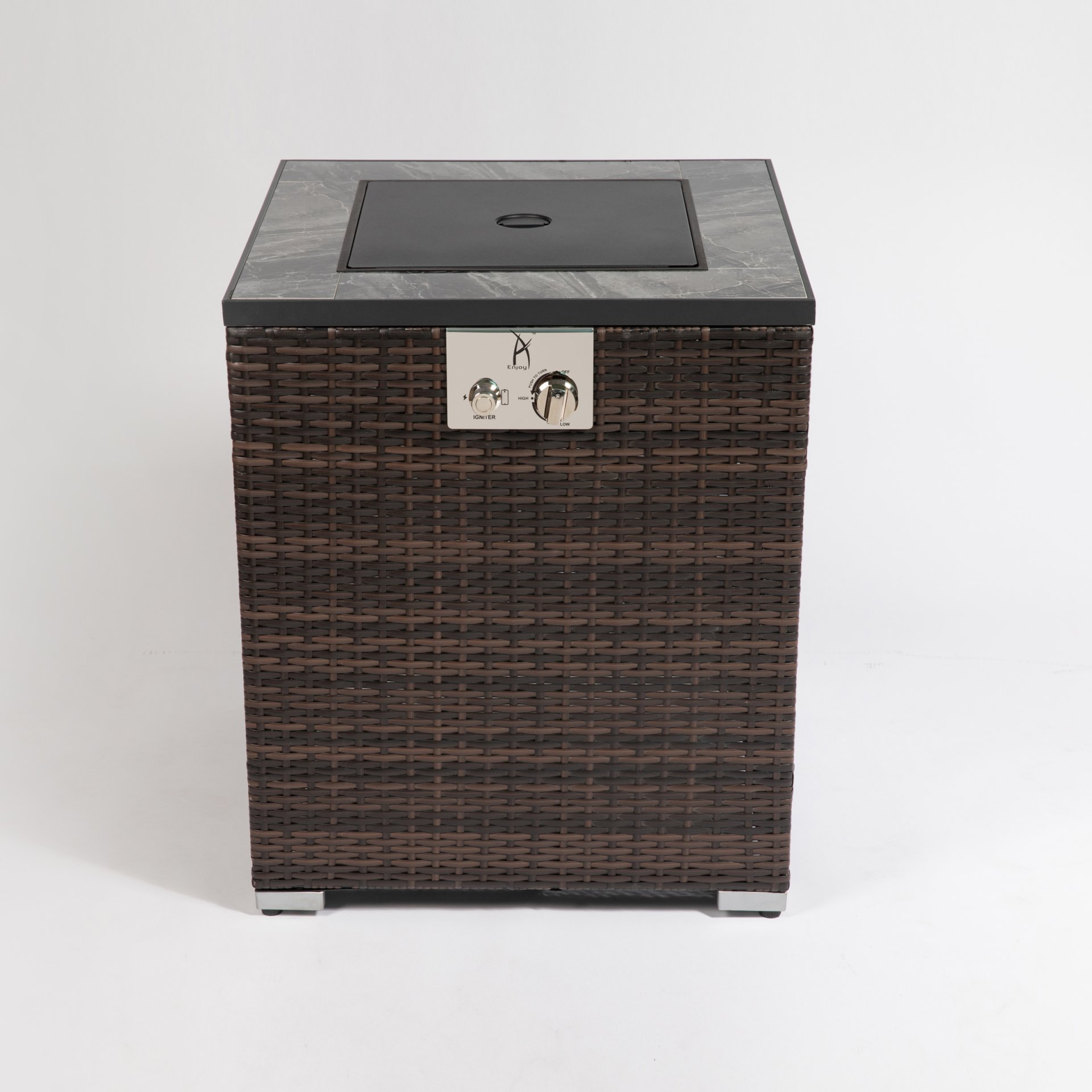 Propane Gas Fire Pit Table, 50000 Btu Square Fire Pit, Tile Tabletop With Beautiful Wicker Base For Outside Patio Deck Garden Courtyard - Espresso - Image 9