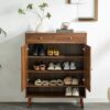 Multi Functional Modern Minimalist Shoe Cabinet Perfectly Blends Into Nordic, Japanese, And Industrial Style Homes - Walnut - Image 7