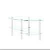 Transparent Oval Glass Coffee Table, Modern Table With Stainless Steel Leg, Tea Table 3-Layer Glass Table For Living Room - Transparent / White - Image 13