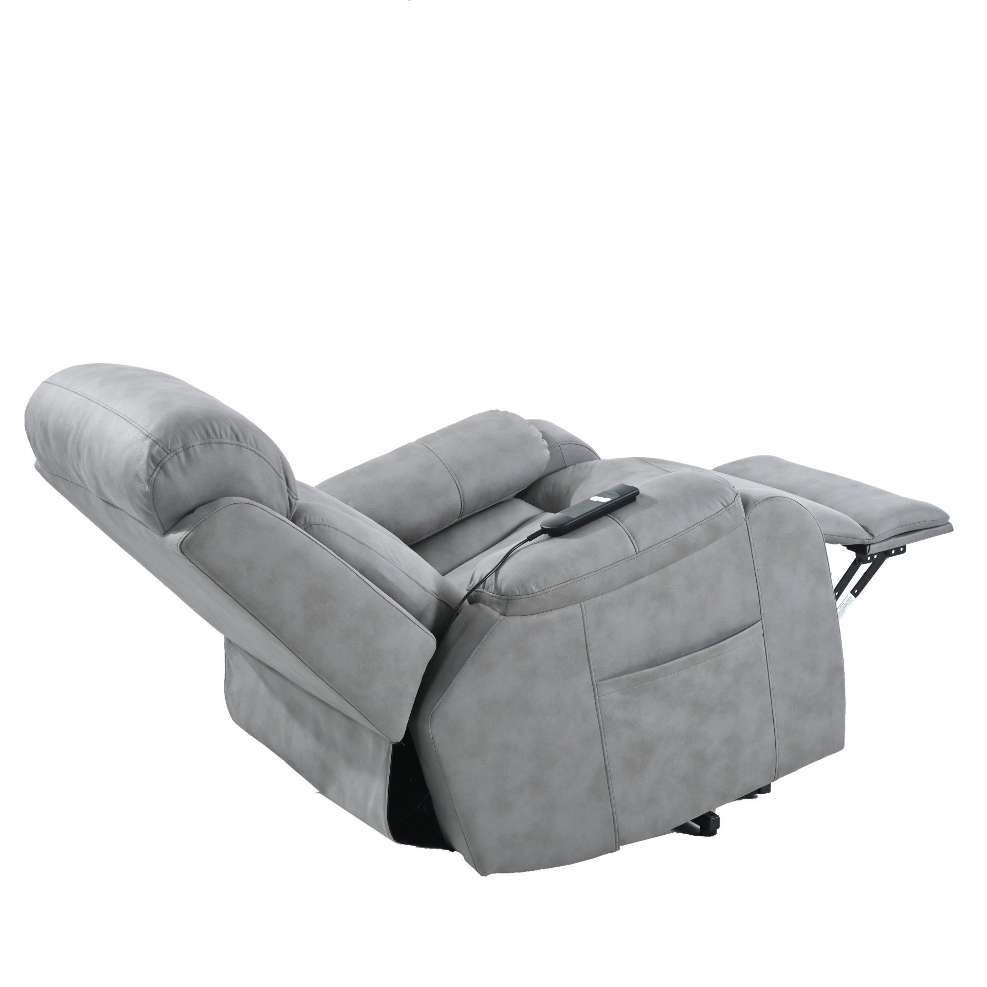 35.4" Electric Power Lift Recliner Chair, Fabric Recliner Chair, Home Theater Seating, Living Room Chair, Side Pocket, Remote Control - Light Gray - Image 16