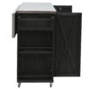 Outdoor Kitchen Island Fir Wood Kitchen Island With Stainless Steel Top, Ample Storage Space, Towel And Spice Racks And A Bottle Opener For Outdoor - Black - Image 20