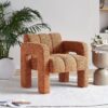 31.10" Wide Boucle Upholstered Accent Chair - Orange - Image 2