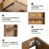 Modern 36" Wall Mounted Bathroom Vanity With Ceramic Sink And Storage Rack, 2 Soft Close Drawers - Imitative Oak - Image 9