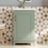 Modern Small Bathroom Vanity Cabinet With Ceramic Basin, Ample Storage, 1 Soft Close Door - Green - Image 19
