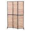 Rustic 3 Panel Room Dividers And Folding Privacy Screen Wooden Room Partitions 6Ft Wall Divider - Natural - Image 8