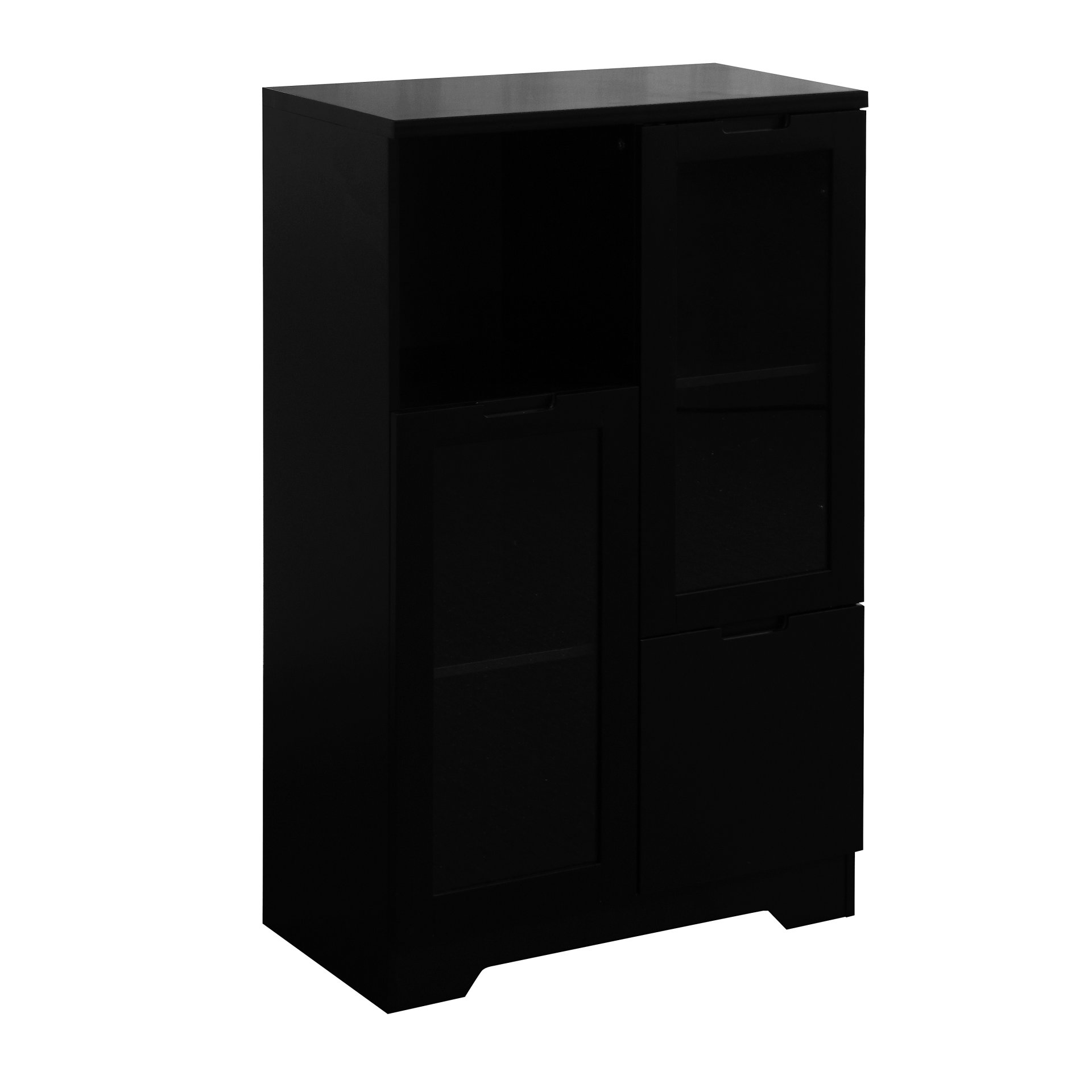 Modern Painted Cabinet With Glass Doors And Drawer - Black - Image 19