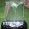 Heavy Cement Round Ribbed Outdoor Water Fountain With Light - Black White - Image 4