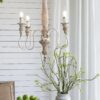 4 Light Chandelier, Hanging Light Fixture With Adjustable Chain For Kitchen, Bulb Not Included - Cream White - Image 5